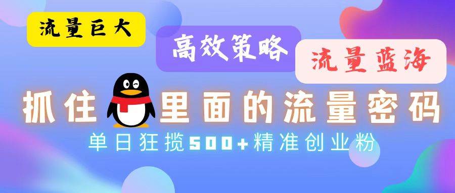 （13068期）流量蓝海，抓住QQ里面的流量密码！高效策略，单日狂揽500+精准创业粉网创吧-网创项目资源站-副业项目-创业项目-搞钱项目网创吧