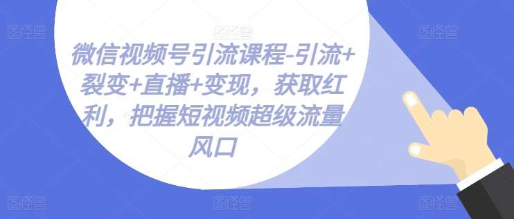 微信视频号引流课程-引流+裂变+直播+变现，获取红利，把握短视频超级流量风口网创吧-网创项目资源站-副业项目-创业项目-搞钱项目网创吧