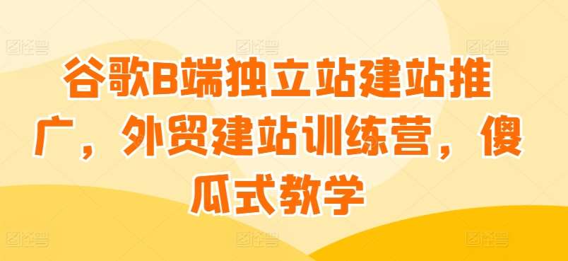 谷歌B端独立站建站推广，外贸建站训练营，傻瓜式教学网创吧-网创项目资源站-副业项目-创业项目-搞钱项目网创吧