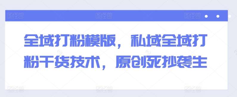 全域打粉模版，私域全域打粉干货技术，原创死抄袭生网创吧-网创项目资源站-副业项目-创业项目-搞钱项目网创吧