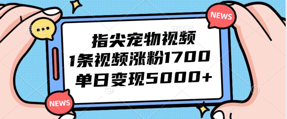 （12549期）指尖宠物视频，1条视频涨粉1700，单日变现5000+网创吧-网创项目资源站-副业项目-创业项目-搞钱项目网创吧