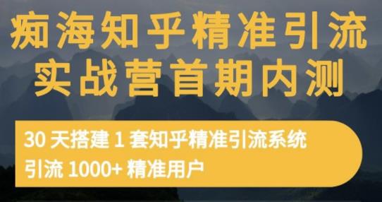 痴海知乎精准引流实战营1-2期，30天搭建1套知乎精准引流系统，引流1000+精准用户网创吧-网创项目资源站-副业项目-创业项目-搞钱项目网创吧