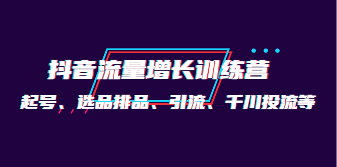 月销1.6亿实操团队·抖音流量增长训练营：起号、选品排品、引流 千川投流等网创吧-网创项目资源站-副业项目-创业项目-搞钱项目网创吧