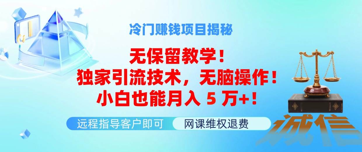 （11864期）冷门赚钱项目无保留教学！独家引流技术，无脑操作！小白也能月入5万+！网创吧-网创项目资源站-副业项目-创业项目-搞钱项目网创吧