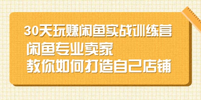 30天玩赚闲鱼实战训练营，闲鱼专业卖家教你如何打造自己店铺网创吧-网创项目资源站-副业项目-创业项目-搞钱项目网创吧