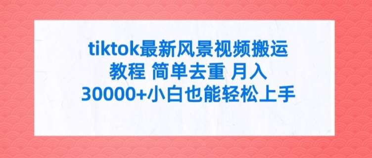 tiktok最新风景视频搬运教程 简单去重 月入3W+小白也能轻松上手【揭秘】网创吧-网创项目资源站-副业项目-创业项目-搞钱项目网创吧