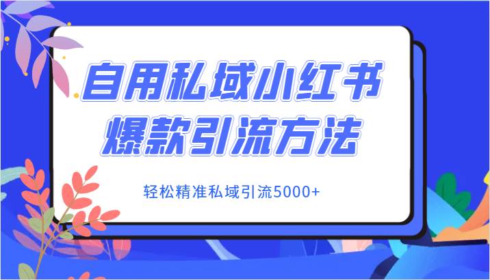 自用私域小红书爆款引流方法，轻松精准私域引流5000+网创吧-网创项目资源站-副业项目-创业项目-搞钱项目网创吧