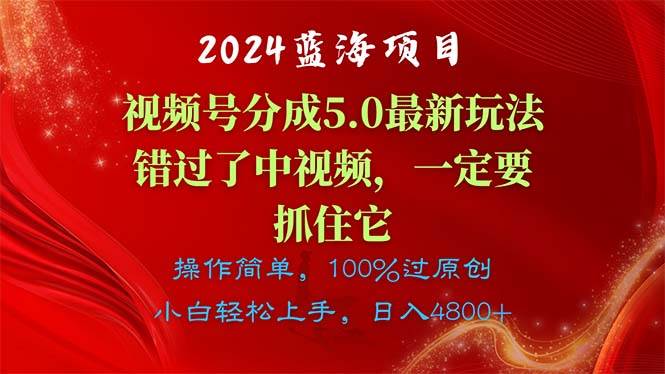 （11032期）2024蓝海项目，视频号分成计划5.0最新玩法，错过了中视频，一定要抓住…网创吧-网创项目资源站-副业项目-创业项目-搞钱项目网创吧