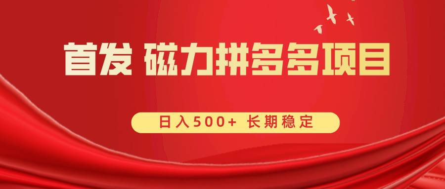 （8611期）首发 磁力拼多多自撸  日入500+网创吧-网创项目资源站-副业项目-创业项目-搞钱项目网创吧