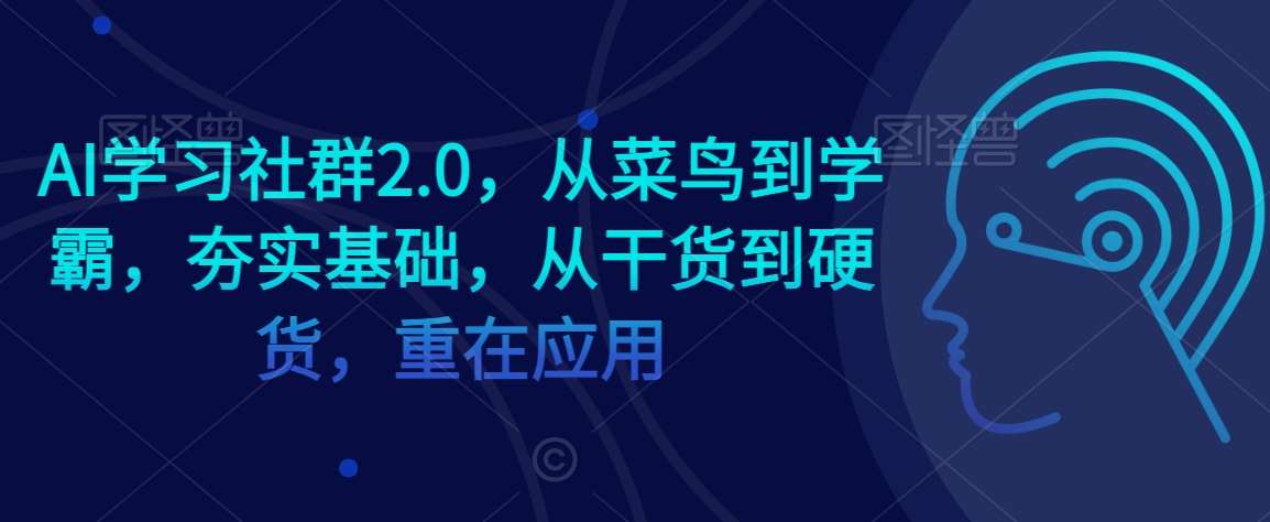 AI学习社群2.0，从菜鸟到学霸，夯实基础，从干货到硬货，重在应用网创吧-网创项目资源站-副业项目-创业项目-搞钱项目网创吧