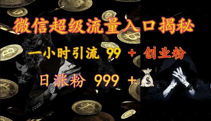 微信超级流量入口揭秘：一小时引流 99 + 创业粉，日涨粉 999 +网创吧-网创项目资源站-副业项目-创业项目-搞钱项目网创吧