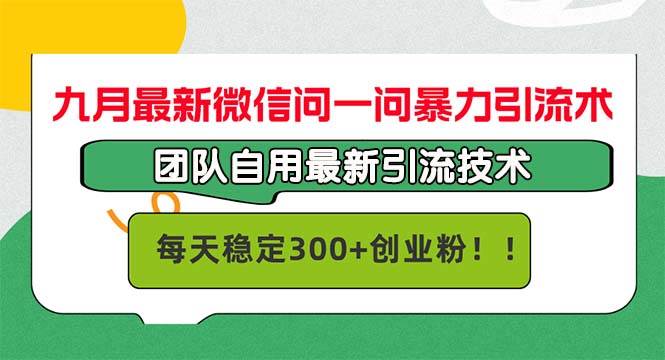 (12735期)九月最新微信问一问暴力引流术,团队自用引流术,每天稳定300+创...网创吧-网创项目资源站-副业项目-创业项目-搞钱项目网创吧
