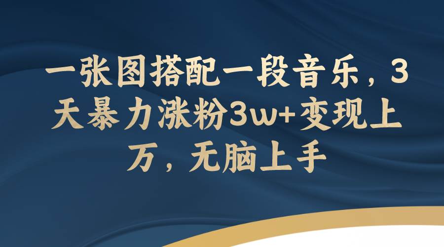 （7674期）一张图搭配一段音乐，3天暴力涨粉3w+变现上万，无脑上手网创吧-网创项目资源站-副业项目-创业项目-搞钱项目网创吧