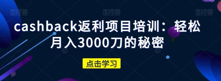 cashback返利项目培训：轻松月入3000刀的秘密网创吧-网创项目资源站-副业项目-创业项目-搞钱项目网创吧