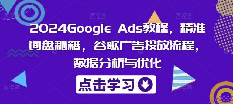 2024Google Ads教程，精准询盘秘籍，谷歌广告投放流程，数据分析与优化网创吧-网创项目资源站-副业项目-创业项目-搞钱项目网创吧