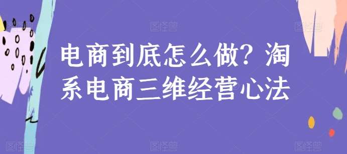 电商到底怎么做？淘系电商三维经营心法网创吧-网创项目资源站-副业项目-创业项目-搞钱项目网创吧