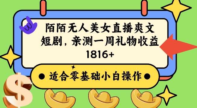 陌陌美女无人直播爽文短剧项目，亲测一个星期1800+【揭秘】网创吧-网创项目资源站-副业项目-创业项目-搞钱项目网创吧