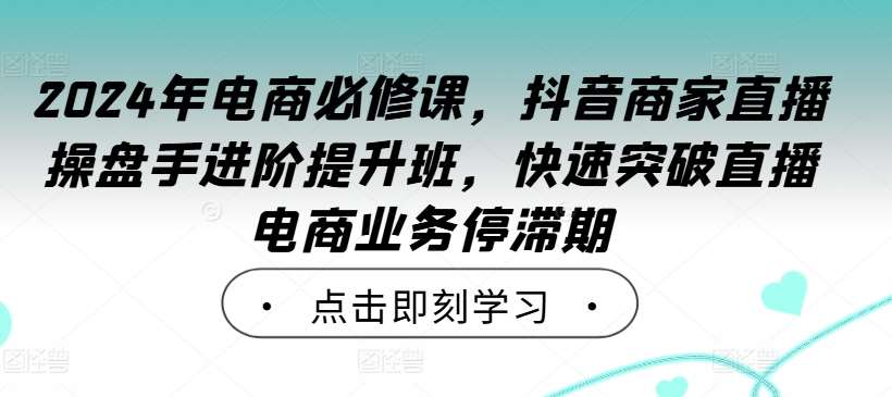 2024年电商必修课，抖音商家直播操盘手进阶提升班，快速突破直播电商业务停滞期网创吧-网创项目资源站-副业项目-创业项目-搞钱项目网创吧