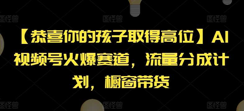 【恭喜你的孩子取得高位】AI视频号火爆赛道，流量分成计划，橱窗带货【揭秘】网创吧-网创项目资源站-副业项目-创业项目-搞钱项目网创吧