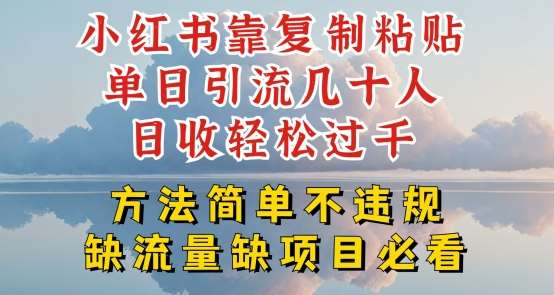 小红书靠复制粘贴单日引流几十人目收轻松过千，方法简单不违规【揭秘】网创吧-网创项目资源站-副业项目-创业项目-搞钱项目网创吧
