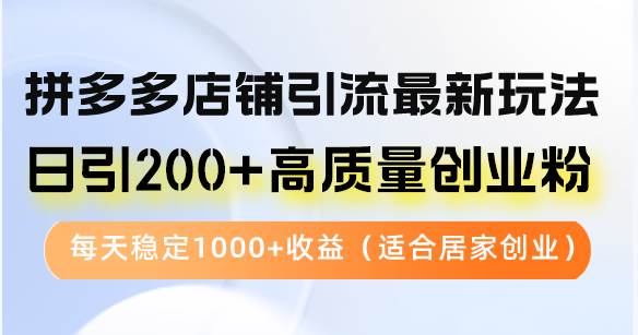 （12893期）拼多多店铺引流最新玩法，日引200+高质量创业粉，每天稳定1000+收益（…网创吧-网创项目资源站-副业项目-创业项目-搞钱项目网创吧