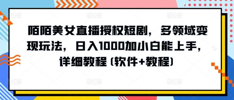 陌陌美女直播授权短剧，多领域变现玩法，日入1000加小白能上手，详细教程(软件+教程)【揭秘】网创吧-网创项目资源站-副业项目-创业项目-搞钱项目网创吧