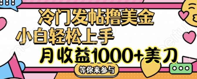 冷门发帖撸美金项目，月收益1000+美金，简单无脑，干就完了【揭秘】网创吧-网创项目资源站-副业项目-创业项目-搞钱项目网创吧