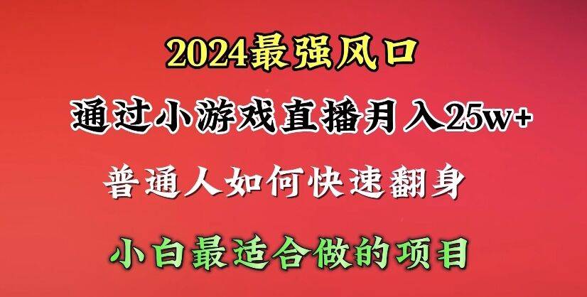 （10020期）2024年最强风口，通过小游戏直播月入25w+单日收益5000+小白最适合做的项目网创吧-网创项目资源站-副业项目-创业项目-搞钱项目网创吧