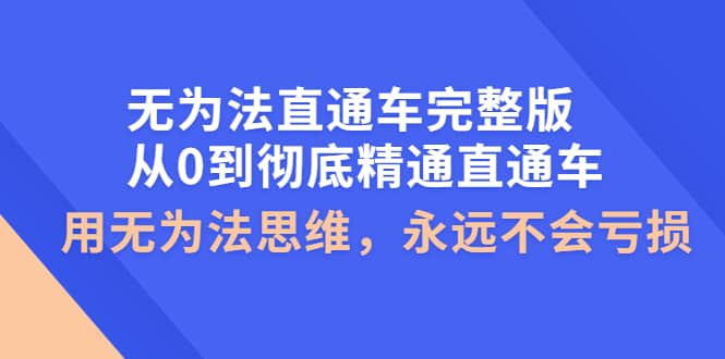 无为法直通车完整版：从0到彻底精通直通车，用无为法思维，永远不会亏损网创吧-网创项目资源站-副业项目-创业项目-搞钱项目网创吧