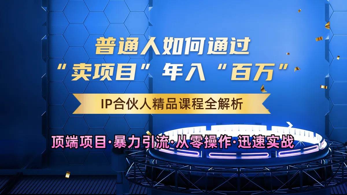 普通人如何通过知识付费“卖项目”年入“百万”，IP合伙人精品课程，黑科技暴力引流网创吧-网创项目资源站-副业项目-创业项目-搞钱项目网创吧