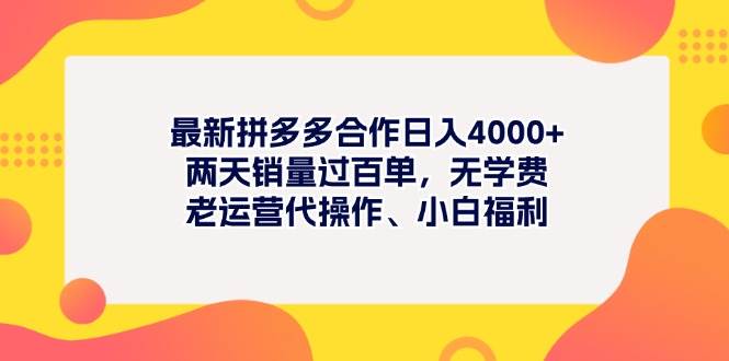 （11410期）最新拼多多项目日入4000+两天销量过百单，无学费、老运营代操作、小白福利网创吧-网创项目资源站-副业项目-创业项目-搞钱项目网创吧