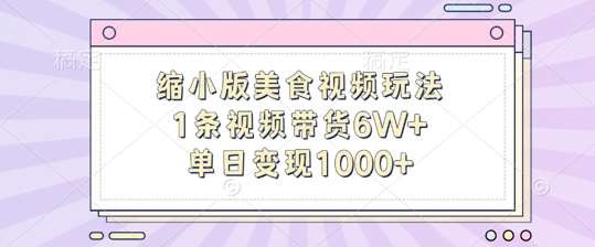 缩小版美食视频玩法，1条视频带货6W+，单日变现1k网创吧-网创项目资源站-副业项目-创业项目-搞钱项目网创吧