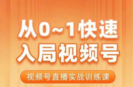 陈厂长·从0-1快速入局视频号课程，视频号直播实战训练课网创吧-网创项目资源站-副业项目-创业项目-搞钱项目网创吧