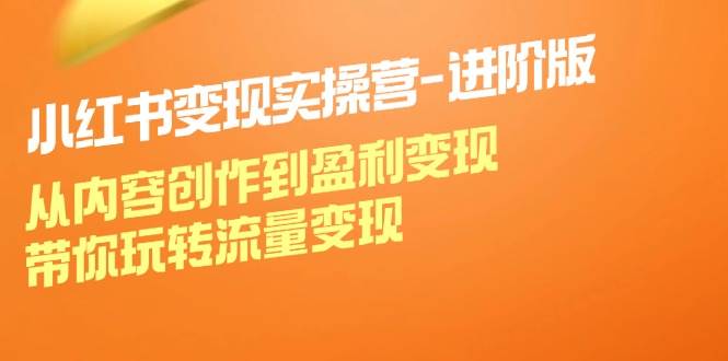 (12234期)小红书变现实操营-进阶版:从内容创作到盈利变现,带你玩转流量变现网创吧-网创项目资源站-副业项目-创业项目-搞钱项目网创吧
