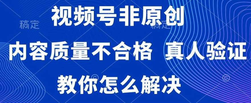 视频号非原创，内容质量不合格，真人验证，违规怎么解决【揭秘】网创吧-网创项目资源站-副业项目-创业项目-搞钱项目网创吧