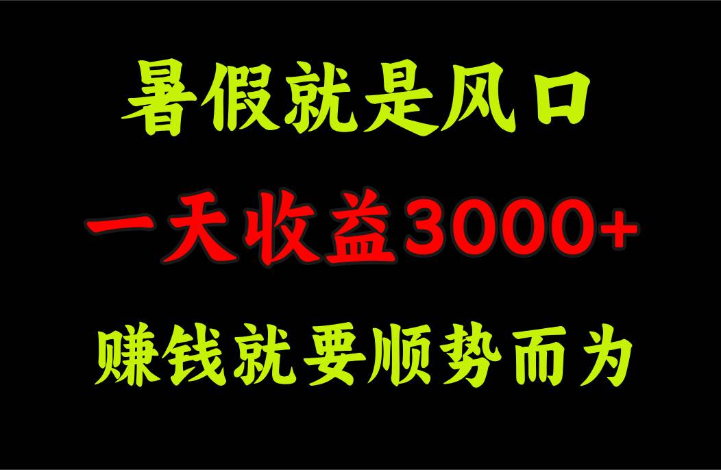 （11670期）一天收益3000+ 赚钱就是顺势而为，暑假就是风口网创吧-网创项目资源站-副业项目-创业项目-搞钱项目网创吧