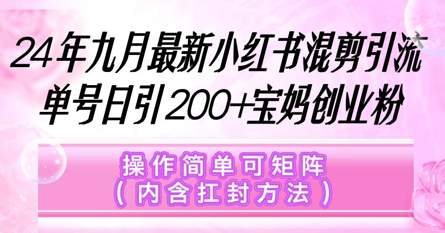 （12530期）小红书混剪引流，单号日引200+宝妈创业粉，操作简单可矩阵（内含扛封…网创吧-网创项目资源站-副业项目-创业项目-搞钱项目网创吧