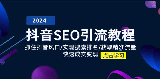 抖音SEO引流教程：抓住抖音风口/实现搜索排名/获取精准流量/快速成交变现网创吧-网创项目资源站-副业项目-创业项目-搞钱项目网创吧