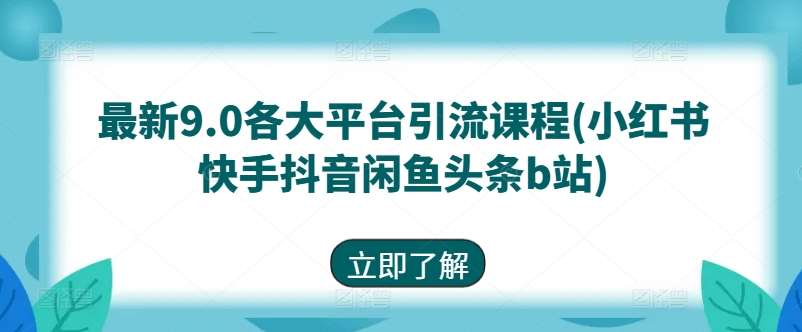 最新9.0各大平台引流课程(小红书快手抖音闲鱼头条b站)网创吧-网创项目资源站-副业项目-创业项目-搞钱项目网创吧