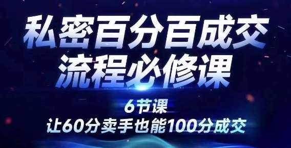 私密百分百成交流程线上训练营，绝对成交，让60分卖手也能100分成交网创吧-网创项目资源站-副业项目-创业项目-搞钱项目网创吧