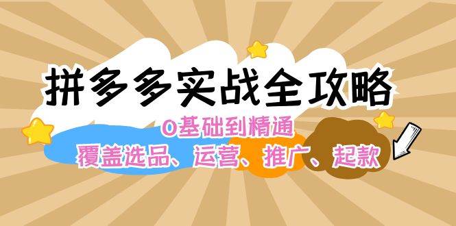 （12292期）拼多多实战全攻略：0基础到精通，覆盖选品、运营、推广、起款网创吧-网创项目资源站-副业项目-创业项目-搞钱项目网创吧