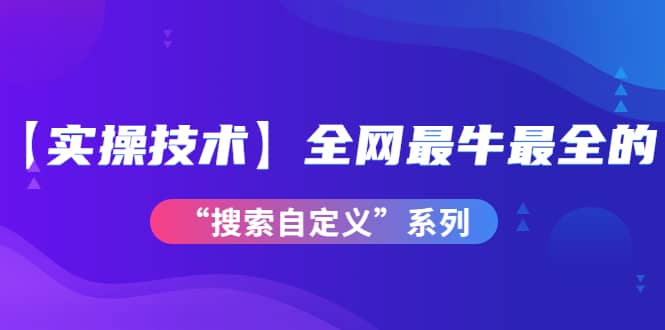 【实操技术】全网最牛最全的“搜索自定义”系列！价值698元网创吧-网创项目资源站-副业项目-创业项目-搞钱项目网创吧