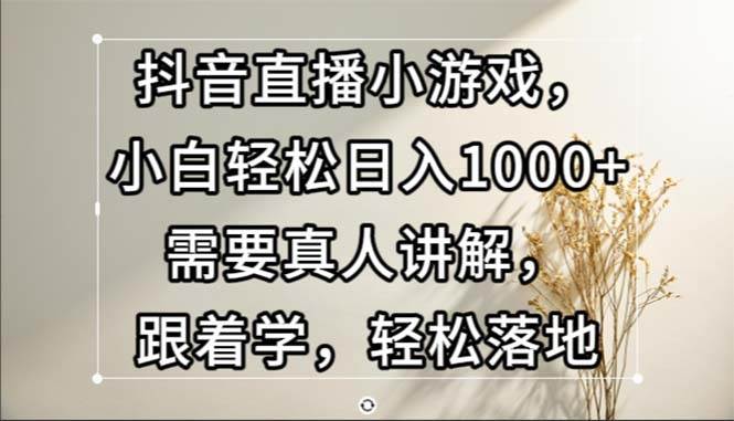 (13075期)抖音直播小游戏,小白轻松日入1000+需要真人讲解,跟着学,轻松落地网创吧-网创项目资源站-副业项目-创业项目-搞钱项目网创吧