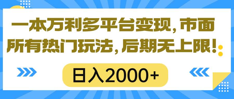（10311期）一本万利多平台变现，市面所有热门玩法，日入2000+，后期无上限！网创吧-网创项目资源站-副业项目-创业项目-搞钱项目网创吧