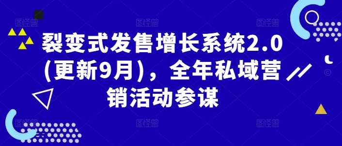 裂变式发售增长系统2.0(更新9月)，全年私域营销活动参谋网创吧-网创项目资源站-副业项目-创业项目-搞钱项目网创吧