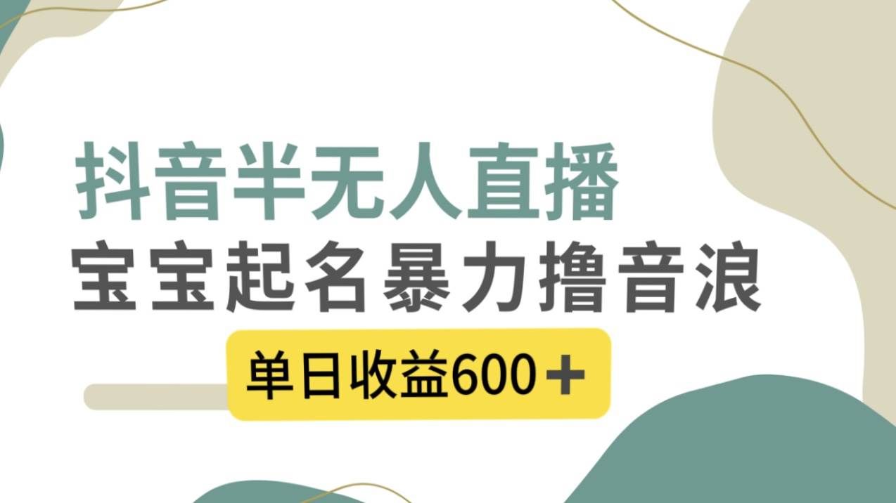 （8192期）抖音半无人直播，宝宝起名，暴力撸音浪，单日收益600+网创吧-网创项目资源站-副业项目-创业项目-搞钱项目网创吧