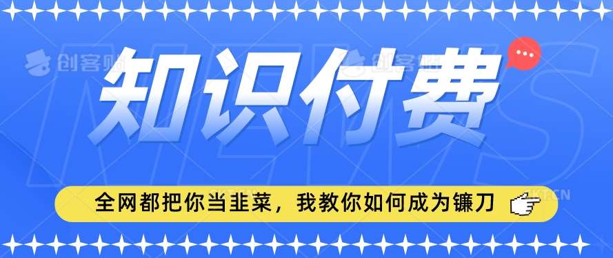 2024最新知识付费项目，小白也能轻松入局，全网都在教你做项目，我教你做镰刀【揭秘】网创吧-网创项目资源站-副业项目-创业项目-搞钱项目网创吧