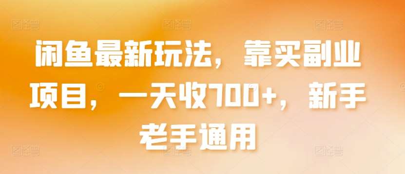 闲鱼最新玩法，靠买副业项目，一天收700+，新手老手通用【揭秘】网创吧-网创项目资源站-副业项目-创业项目-搞钱项目网创吧