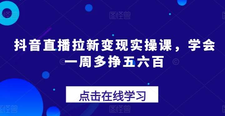 抖音直播拉新变现实操课，学会一周多挣五六百网创吧-网创项目资源站-副业项目-创业项目-搞钱项目网创吧