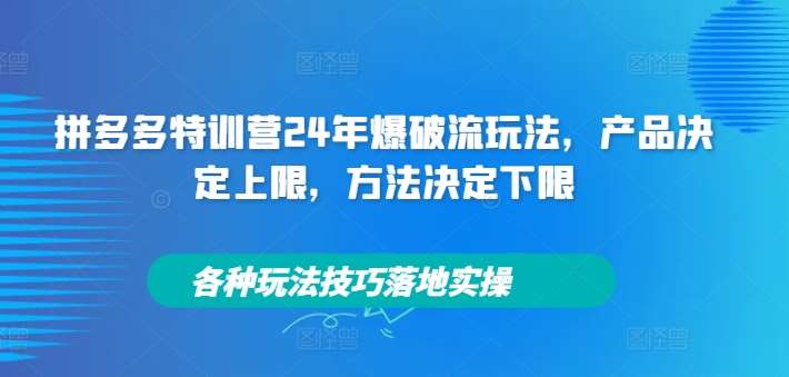 拼多多特训营24年爆破流玩法，产品决定上限，方法决定下限，各种玩法技巧落地实操网创吧-网创项目资源站-副业项目-创业项目-搞钱项目网创吧